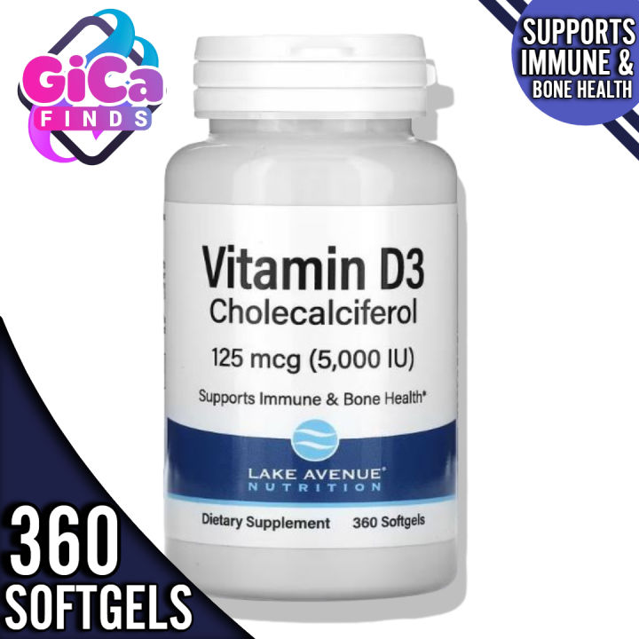 Lake Avenue Nutrition Vitamin D3 125 mcg 5000 IU 365 Softgels