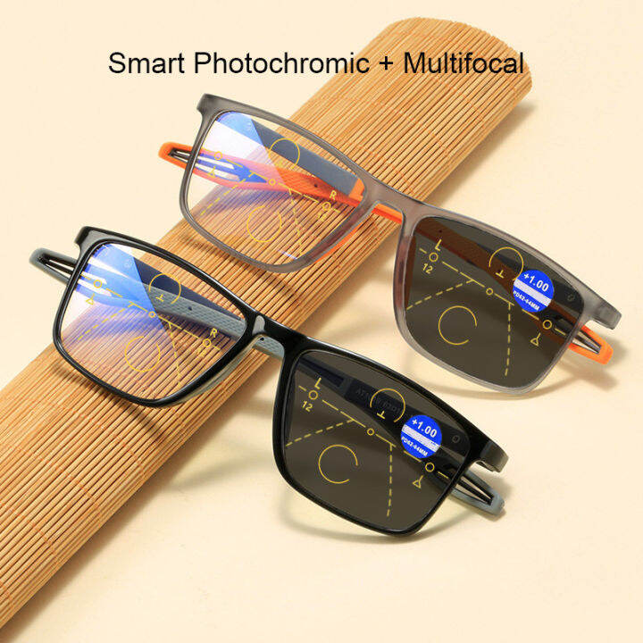 100 ~ 400 Tr90 Sport Multifocal Reading Glasses Ultralight Photochromic Presbyopia Eyeglasses 5235