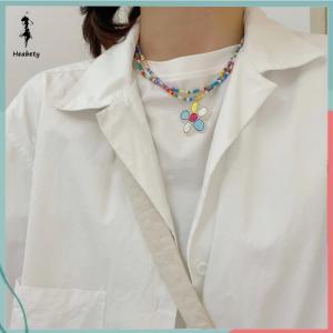 ส่วนลด 10 บาท สำหรับการซื้อ 1 ชิ้น สร้อยคอจี้ดอกไม้ลูกปัดสีสันสดใสสองชั้นสำหรับผู้หญิงเครื่องประดับสร้อยคอโบฮีเมียนทำด้วยมือของขวัญเครื่องประดับ