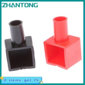 ZHANTONG 4ชิ้น เซ็ต Universal Square รถจักรยานยนต์รถแบตเตอรี่ขั้วยางครอบคลุม