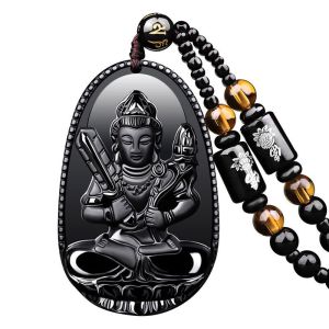 品质 现货 Lucky Necklace Pendant开光招财黑曜石本命佛十二生肖阿弥陀佛属狗大日如来男女项链吊坠 Obsidian Zodiac Buddha Twelve Chinese Zodiac Signs Amitabha Buddha Dog Great Sun Buddha Mens and Womens Necklace Pendants