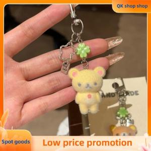 ✨QK shop✨ Fashion Cute Bear Flocking Pendent Ccd Hanging Rope Phone Charm Keychain Bag Decor Surprise Gift For Gifts