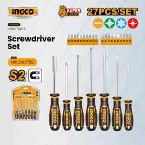 Ingco 27pcs Magnetic Screwdriver Set S2 Slotted Phillips Hex Torx Driver & Bits Repair Tool Kit HT2