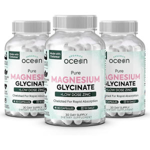 Organics Ocean Pure Magnesium Glycinate with Zinc - Maximum Strength Chelated Magnesium Supplement for Women and Men for Muscle Cramps and Sleep Support - 0 Capsule