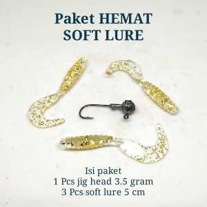 Paket soft lure dan jig head 3.5 gram
