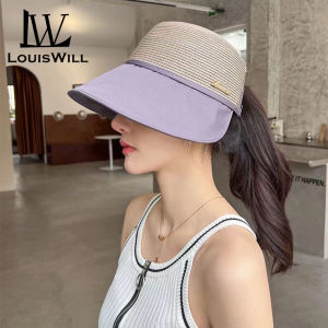LouisWill Caps For Women Women Sun Cap Womens Beach Hat Sun Visor Hat Casual Knitted Sun Hats Portable Beach Cap Large Brim Cap Sun Protection Cap UV Protection Straw Hats for Summer Outdoor Travel Hats For Women