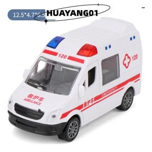 HUAYANG01 [HOT FASHION] Hospital Rescue Ambulance Metal Cars Model Pull Back Sound And Light Alloy Diecast Car Toys For Children Boys Gifts