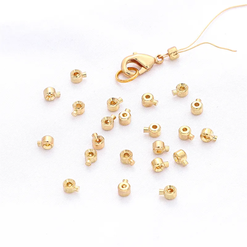 1Pc 18K Gold Plated Copper Crimp End Beads Closures Wire Fishing Line  Closing Buckles Stopper Clasps For DIY Bracelet Necklace Findings Crafts  Jewelry Making