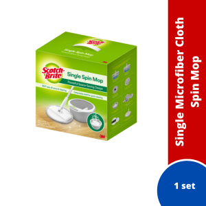 3M Scotch Brite Single Spin Mop set [Mop Handle x1 + Single Bucket x1 +  Microfiber Mop Refill x1 ]