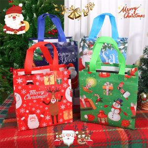 20Pcs Multi Style Large Christmas Gift Bags Bulk / Reusable Grocery Shopping Handbag / Non Woven Waterproof Tote Bags / Santa Claus Xmas Tree Snowman Printed Pattern Party Decor