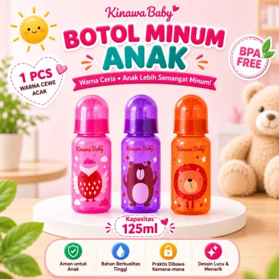 Botol susu Bayi KINAWA BABY uk 250ml dan 125ml / botol susu warna lucu