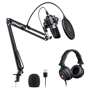 MAONO A04H USB Microphone with Studio Headphone Set 192kHz/24 bit Vocal Condenser Cardioid Podcast Mike for PC windows