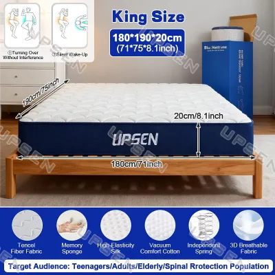 UPSEN New Memory Foam Spring Mattress Single/Twin/Double/Queen/King Size 8Inch Foam For Bed 2 Person Bed Family Size Bed Mattress