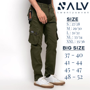ALV27 Celana Cargo Panjang Pria Streetch Kanvas PDL Big Size Jumbo 28 - 45 Terbaru Premium Quality