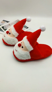 Christmas Slippers Plush Santa Slippers Non-slip Bedroom Slippers Winter Slippers Home Shoes for Adult Christmas Gift