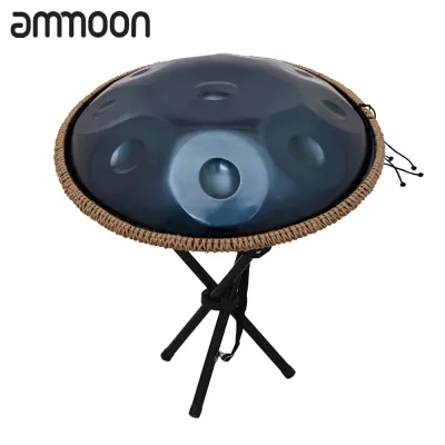 [ammoon]10 Notes Handpan Hand Pan Hand Drum Percussion Instrument Musical Gift with Drum Stick Cleaning Cloth Metal Stand Carry Bag