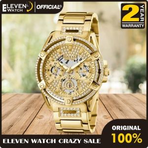 [Promo] Jam Tangan Wanita Guess GW0464L2 Queen Gold Dial Gold Stainless Steel Strap Original Garansi 2 Tahun [✔COD][100% Authentic] [COD]