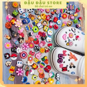 Sticker dán dép - Phụ kiện nút giày Crocs Jibbitz đơn giản dễ thương cho dép khủng long dép bít đầu Đậu Đậu Store