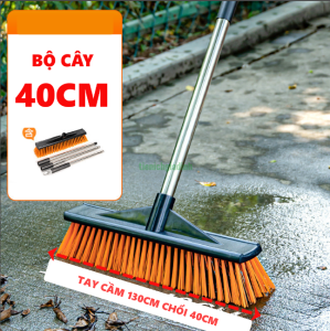 Cây Chà Sàn Sợi Cước Tay Cầm Inox Dài 130cm Chà Cọ Vệ Sinh Sân Vườn Sàn Gỗ Kích Thước 40cm 50cm 60cm