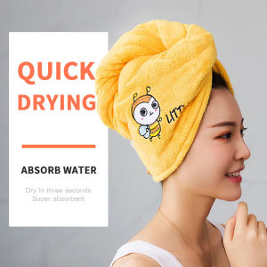 3 Seconds Quick Dry Hair Cap Towel Korean Original Cute Embroidery Bathroom Turban Wrap Towel Shower Wet Hair Hat
