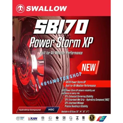 TAYAR TAHUN 2025 SWALLOW SB170 SB171 TYRE TUBELESS POWER STORM GRIP PRO XP PRO SERIES Y15 LC EX5 RS150 RSX SCOOTER