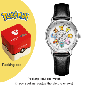 (36mm)100% Authentic Pokemon Watch for Kids Boys Waterproof Watches Rotating Dial Quartz Watch Leather Strap Cute Wristwatch Shockproof Kids Watch Birthday Gift 21213