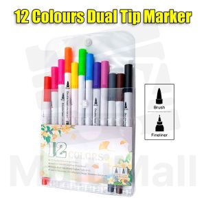 Premium Dual Tip Art Markers Set 12/24/36/48/60/80/100*Brufuner Oil Colour Pencils*Colors Markers Dual Tip*Dual Tip Art Marker*Kid Colour marker set*Dual tip Brush Pen* Sketch Drawing Dual Head Watercolor Marker Pen*Art Painting Set for Kid*Gift