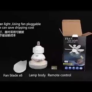 Ceiling Fan with Light E27 Remote Control Flower-sharped 40W 6 Blades Flower Celling Fans  Light