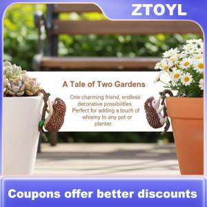 【ZTOYL】 Cute Hedgehog Flowerpot Hugger Resin Statue Adorable Animal Decoration for Balcony Home Office Plant Pot Hanging Ornament Gift
