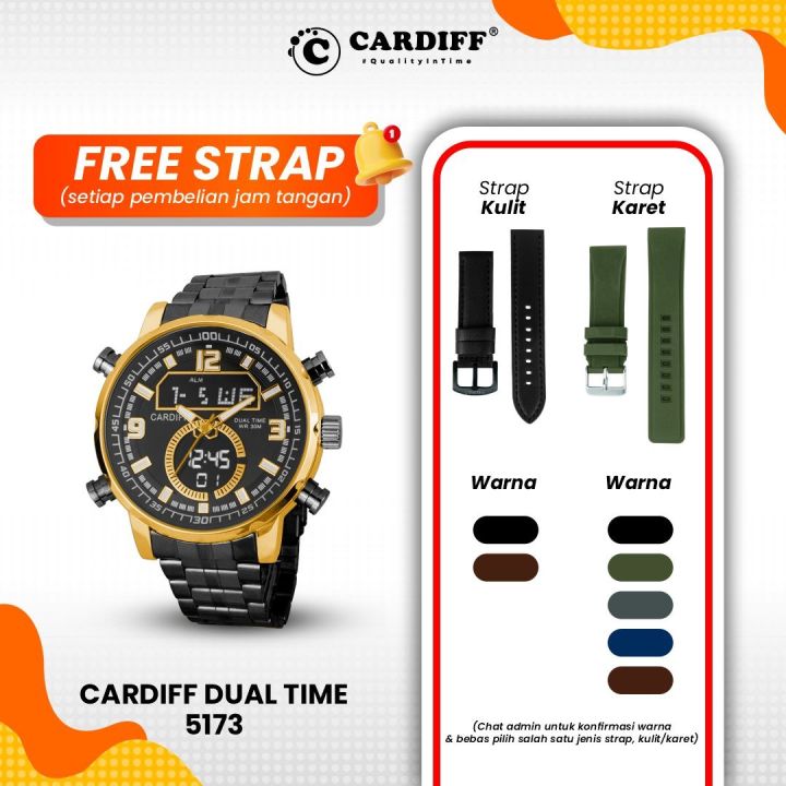 CARDIFF Dual TIme S 5173 Jam Tangan DIgital Analog Casual Pria