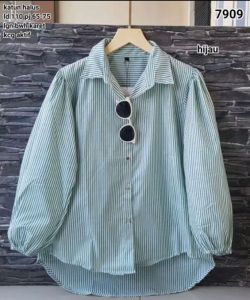KEMEJA WANITA Tangan Karet // Kemeja Salur Tangan Karet Model terbaru paling lariss