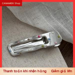CS Bạc Y2K Clip tóc cho phụ nữ thanh lịch kim loại Duckbill Clip Side bangs barrettes cô gái Phụ kiện tóc