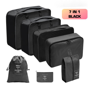 【LOCAL STOCK-Deliver in 2-3 days】7 In 1 Set Travel Organizer Bag Luggage Packing Cubes Travel Toiletries Bag Clothes Storage Organizer Bag Pouch