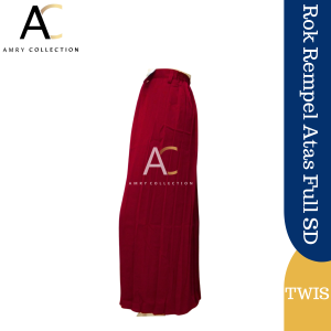 Rok SD rempel atas / rempel banyak Rok sekolah SD rempel panjang Kelas 1-6 Rok Hitam Merah Putih Pinggang karet