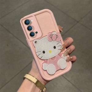 PBZZ Case for OPPO RENO 5 5K 5g RENO 4 4g reno5 5g phone casing Softcase Silicone shockproof Cover new design aesthetic cute pink cat mirror with holder for women JTMJZJ3
