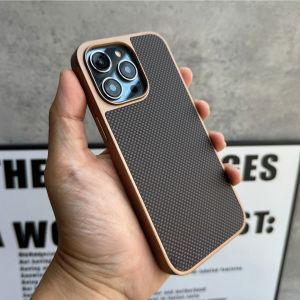 16Pro Carbon Fiber Simple Matte Case For iPhone 16 15 14 13 12 Pro Max Soft Plating Frame Bumper Cover for iPhone 16e 15 Plus