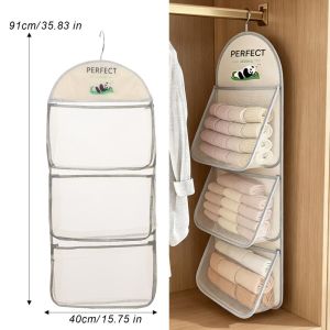 3-Tier Hanging Mesh Storage Bag / Wall-Mounted Underwear Socks Bra Organizer Bag / Dormitory Home Space-Saving Wardrobe Mesh Bag