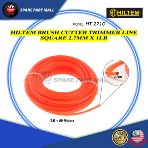 HILTEM BRUSH CUTTER TRIMMER LINE 2.7MM X 1LB /80M X SQUARE (ORANGE) NYLON STRING GRASS CUTTING LINE/ TALI MESIN RUMPUT