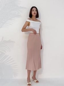 40678 One Size (45-75kg) Pleated Summer WomenS Solid Color R All-Matching Elastic Waistband Stretch Skirt