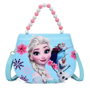 Princess frozen Sofia pearl handle PU Cute fashion Leather Shoulder Bag Messenger children travel handbag For KId Girl