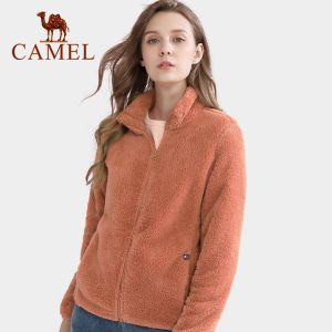 Cameljeans แจ็คเก็ตผ้าฟลีซผู้หญิงแจ็คเก็ตผ้ากํามะหยี่แขนยาวให้ความอบอุ่นในฤดูใบไม้ร่วงฤดูหนาวสําหรับผู้หญิง
