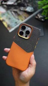 Sanptoch For Magsafe Premium Leather Phone Case For iPhone 16 15 14 13 12 Pro Max Built in Card Slot Back Cover For iPhone 16 Pro Max Luxury Shockproof Protection Casing