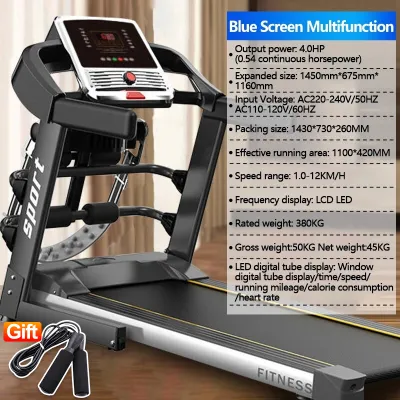 4.0HP high horsepower treadmill 350KG load-bearing capacity 1-16KM/H speed adjustment slope adjustment fitness specific mechanical equipment music Bluetooth standard heart rate detection 5-inch display screen multifunctional treadmill