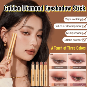 【A Touch of Three Colors】Golden Diamond Three-Color Eyeshadow Stick Sweat-proof Glitter Pearlescent Eye Makeup Long-lasting