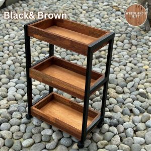 3-tier Wooden Storage Trolley (Whole Wood) (Suitable for kitchen use) (with wheels) | Organizer rack shelf | Kitchen rack | Rak Serbaguna Bertingkat Murah Rak Letak Barang | Storage Rack Solid wood 架子置物架 | 架子 | 置物架