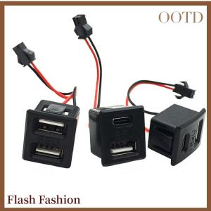 [Falsh F] 1PC Black Double-Layer USB Female Base Type-C Charging Socket Power Socket With Cable Connector USB Charger Port Data Interface