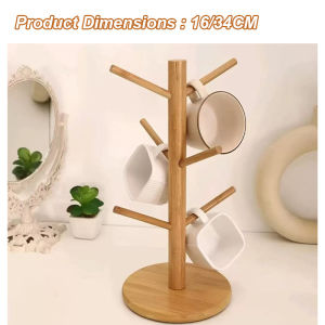 Wooden Cup Holder Bamboo Mug Hanging Display Rack Drinkware Shelf Wood Coffee Tea Cup Storage Holder Stand Rak Cawan 杯架