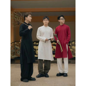 Áo Dài Nam Cách Tân Bê Tráp Mặc Tết Vải Tafeta Mềm Khóa Lưng N10