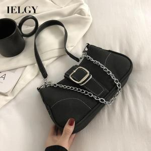 IELGY niche fashion solid color chain shoulder bag belt buckle decoration