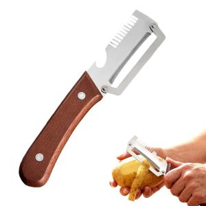 Premium Peeler with Wooden Handle and Bottle Opener Multi-Functional Vegetable Peeler for Kitchen